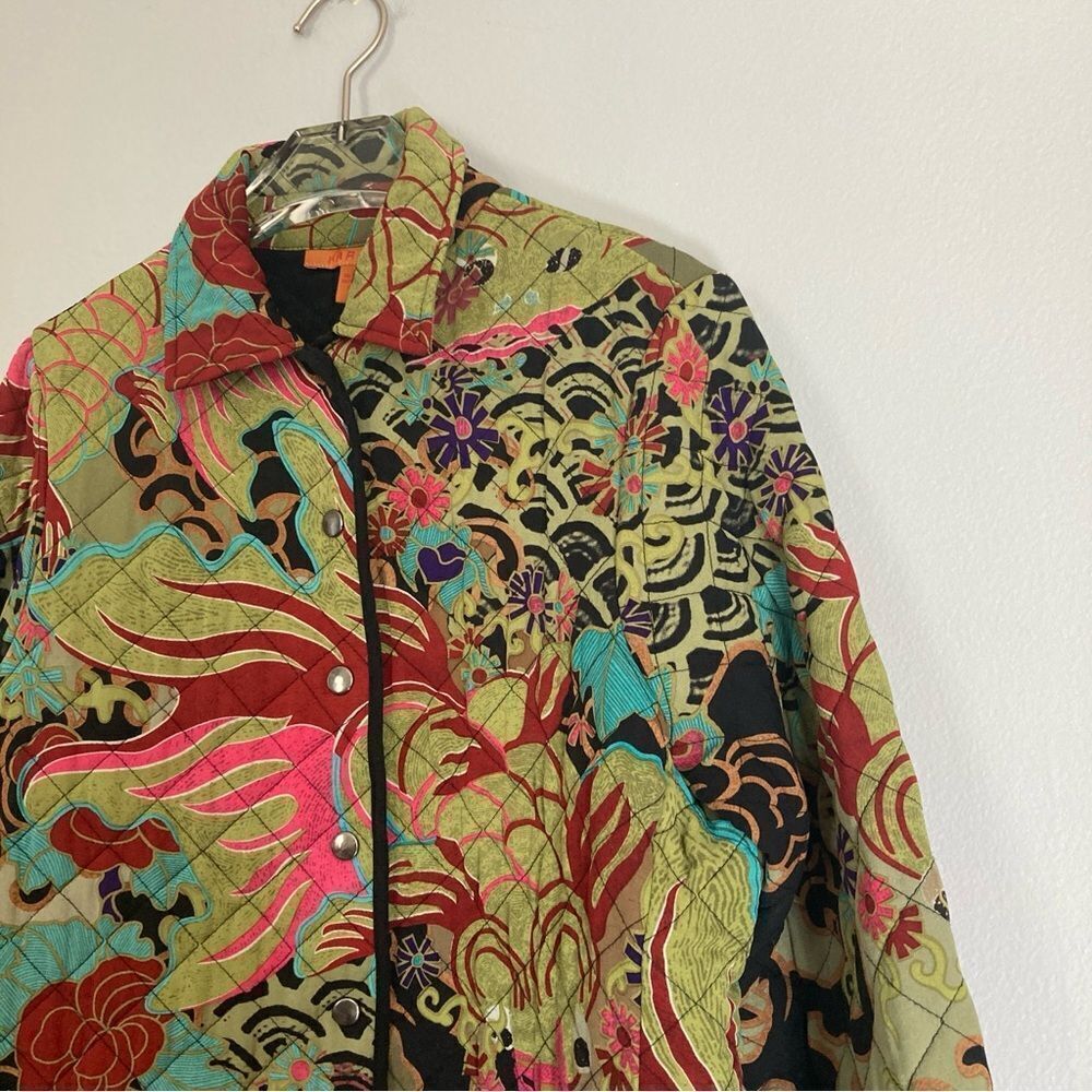 Harari 100% Silk Quilted Jacket Small Asian Inspired Bohemian Art To Wear Artsy - Picture 4 of 11